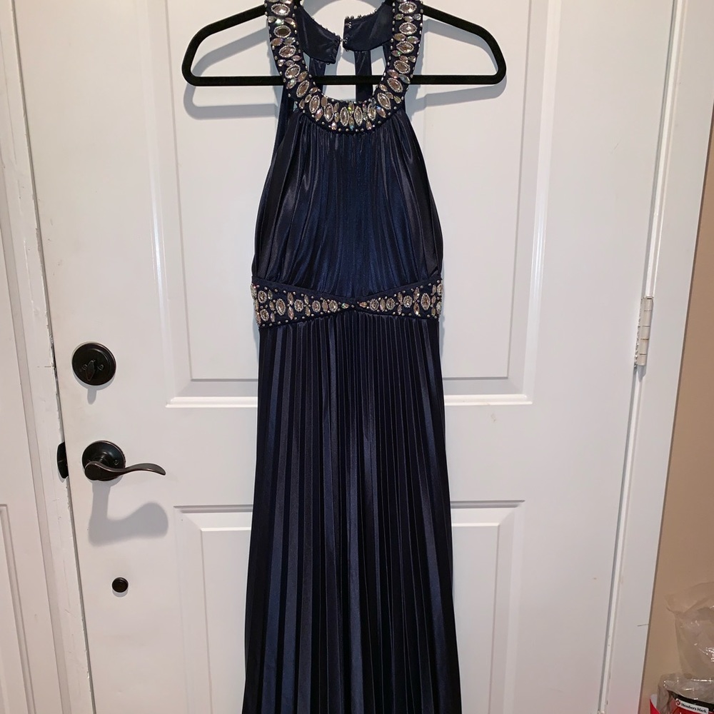 Dark blue long prom dress
